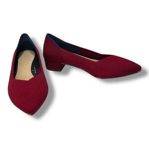 Rothy's Size 8 High Point Block Heel Pointed Toe Shoes Autumn Red In Love Insole